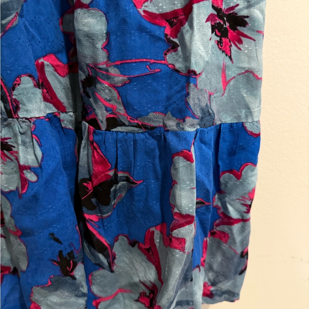Excellent Band Of The Free Soria Floral Mini Boho Dress Lapis Blue Slate M - Picture 6 of 8